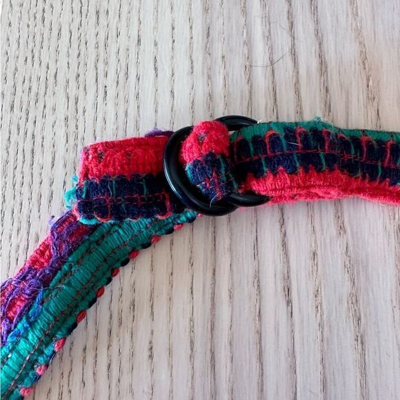 Toby Weston Vintage Aztec native inspired Western Print knit w/wood handle purse - Picture 8 of 9